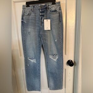 HIDDEN JEANS Tracey High Rise Straight Distressed Jeans‎ Size 26 NWT
